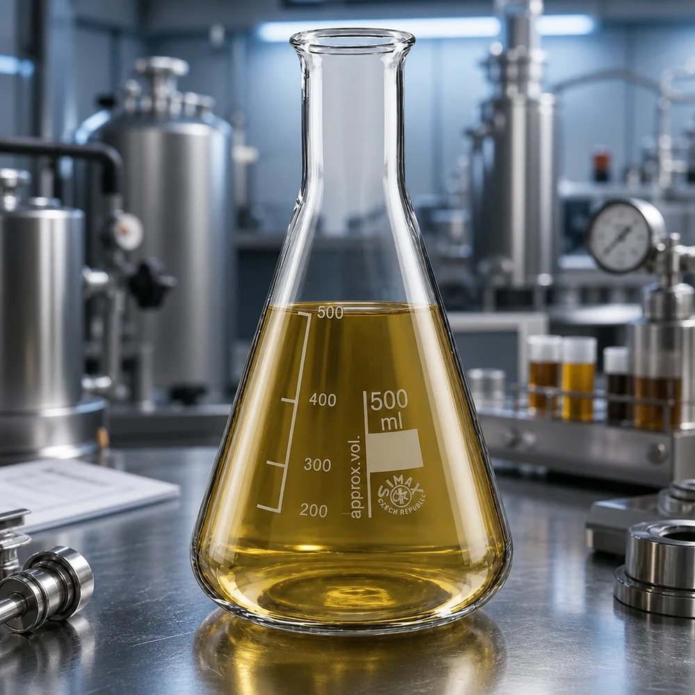 Erlenmeyerkolben 500ml Enghals Enghals-Erlenmeyerkolben 500ml Laborqualität mit Messmarkierungen auf Edelstahl-Arbeitsfläche