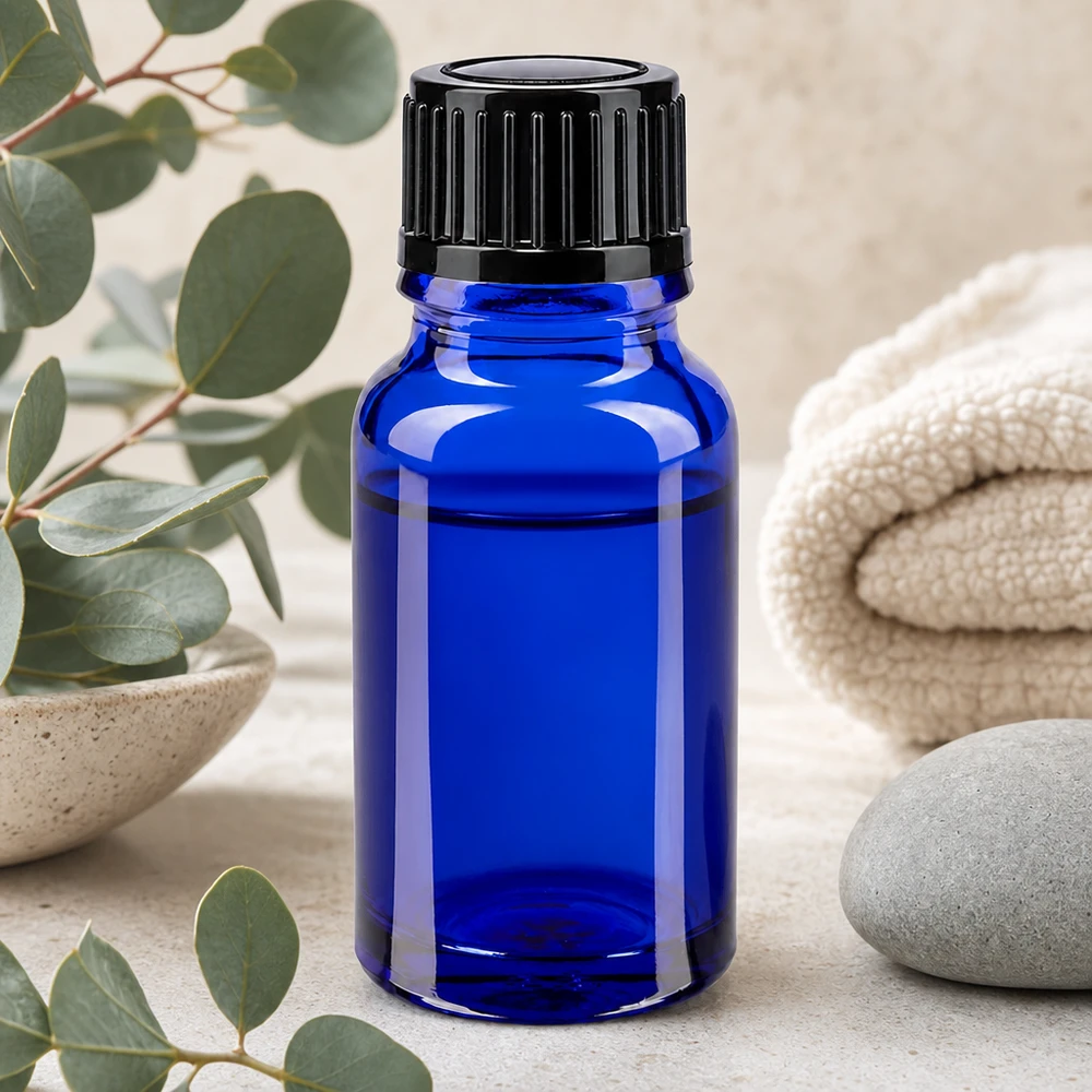 Apothekenflasche blau 10ml Schraubverschluss schwarz Standard 10ml ApoGlas blau UV-Schutz Flasche schwarzer Verschluss 11mm für Naturkosmetik