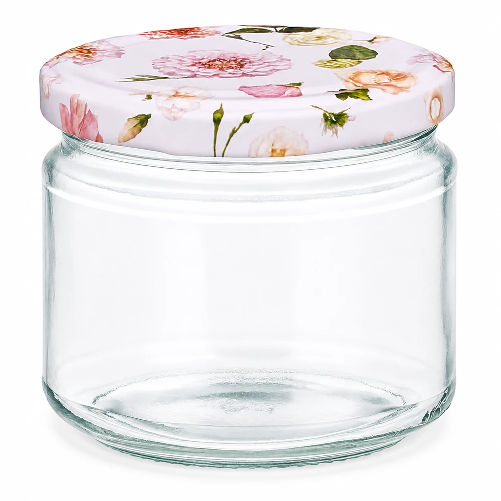 330ml Rundglas + BasicSeal Deckel Blume rosa UNiTWIST 330ml Rundglas mit rosa Blumen Deckel BasicSeal Verschluss Einmachglas Vorratsglas transparent