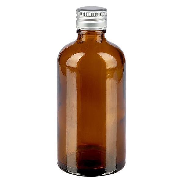 100ml Flasche 11mm Schraubverschluss Alu-Silber Standard BrownL. UT18/100