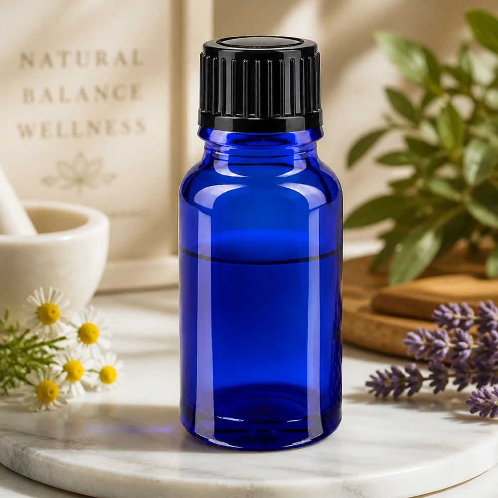 Apothekenflasche blau 10ml Schraubverschluss schwarz Standard Nachfüllbare blaue Glasflasche 10ml Standard 11mm für Aromatherapie und Wellness
