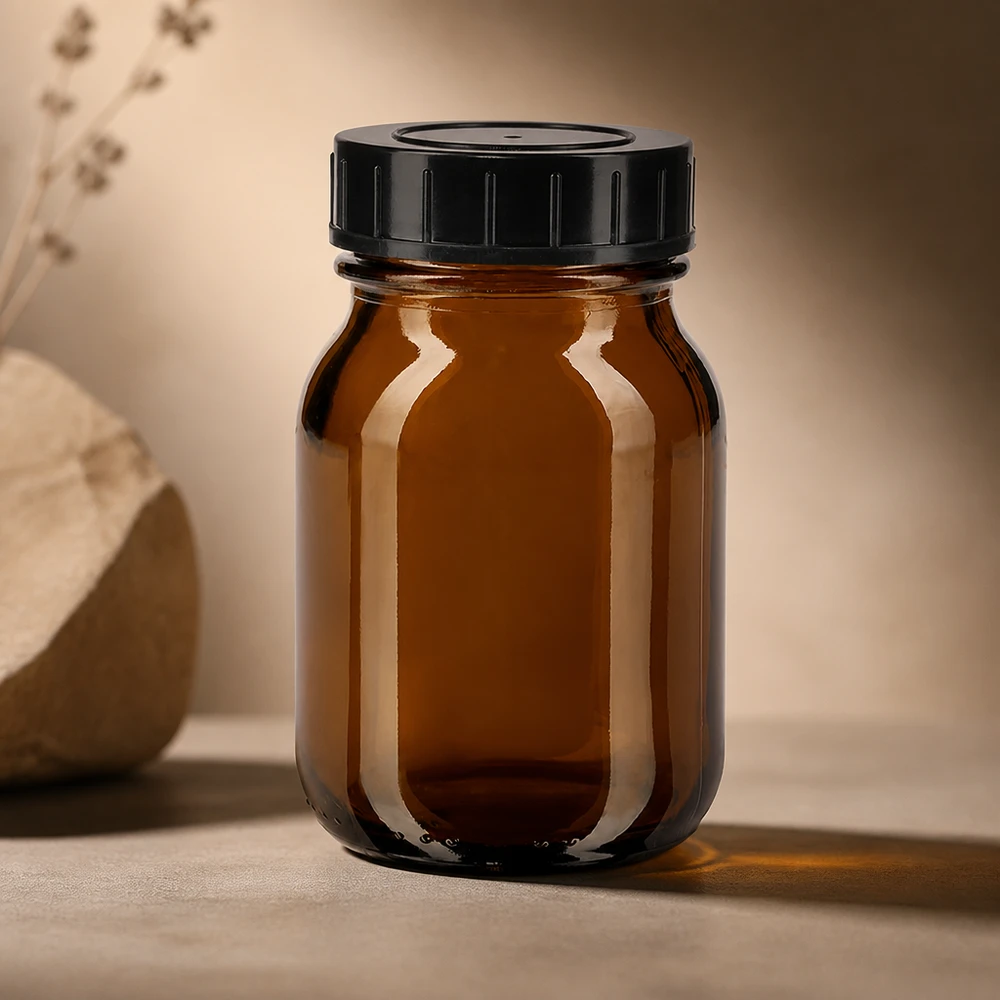 Vielseitige 75ml Apothekerflasche mit breiter Öffnung für Pulver Kapseln und Tabletten