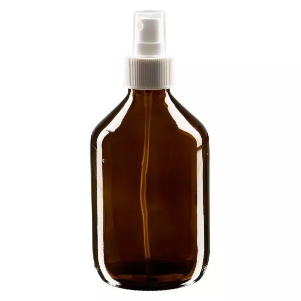 300ml Medizinflasche braun, Pumpzerstäuber weiß ApoGlas