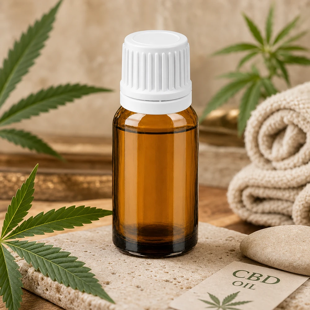 Handliche 10ml Braunglas Tropfflasche mit weißem Sicherheitsverschluss für CBD Öle und Extrakte