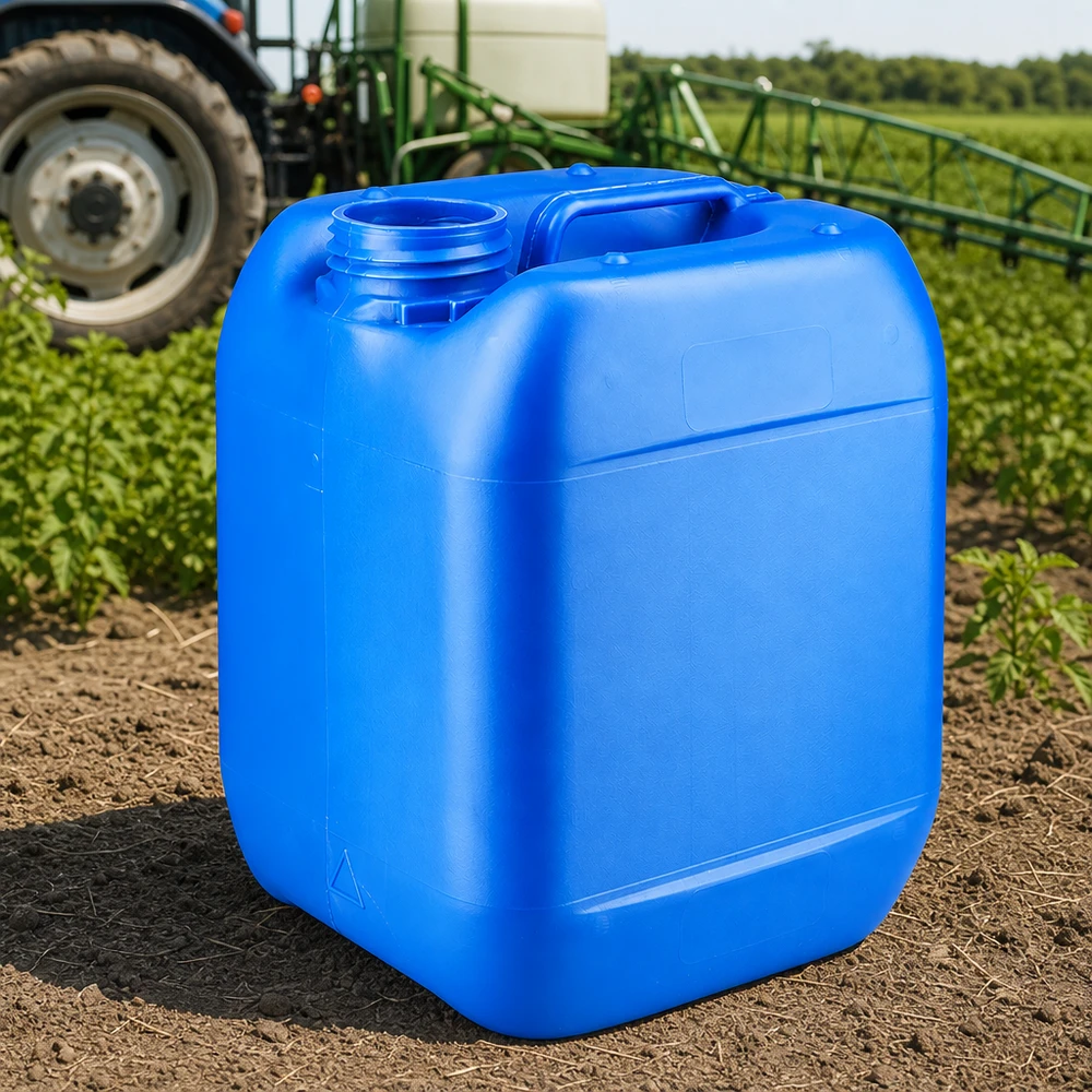Kleiner blauer Vorratskanister 5 Liter ohne Deckel für Düngemittel und Agrochemikalien