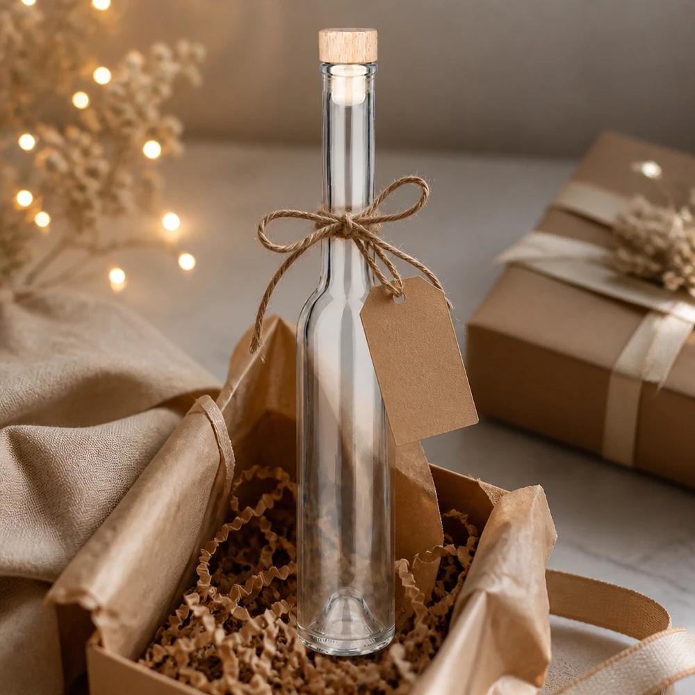 200ml Glasflasche "Hugo" mit Holzgriff-Korken UNiTWIST