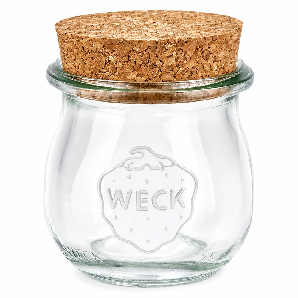 75ml Tulpenglas WECK RR40 mit Korken natur WECK Tulpenglas 75ml RR40 mit Naturkorken Verschluss Einmachglas transparent Vorratsglas