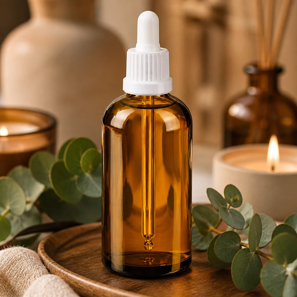 Premium Glasflasche 100ml braun mit Pipette für exakte Tropfendosierung