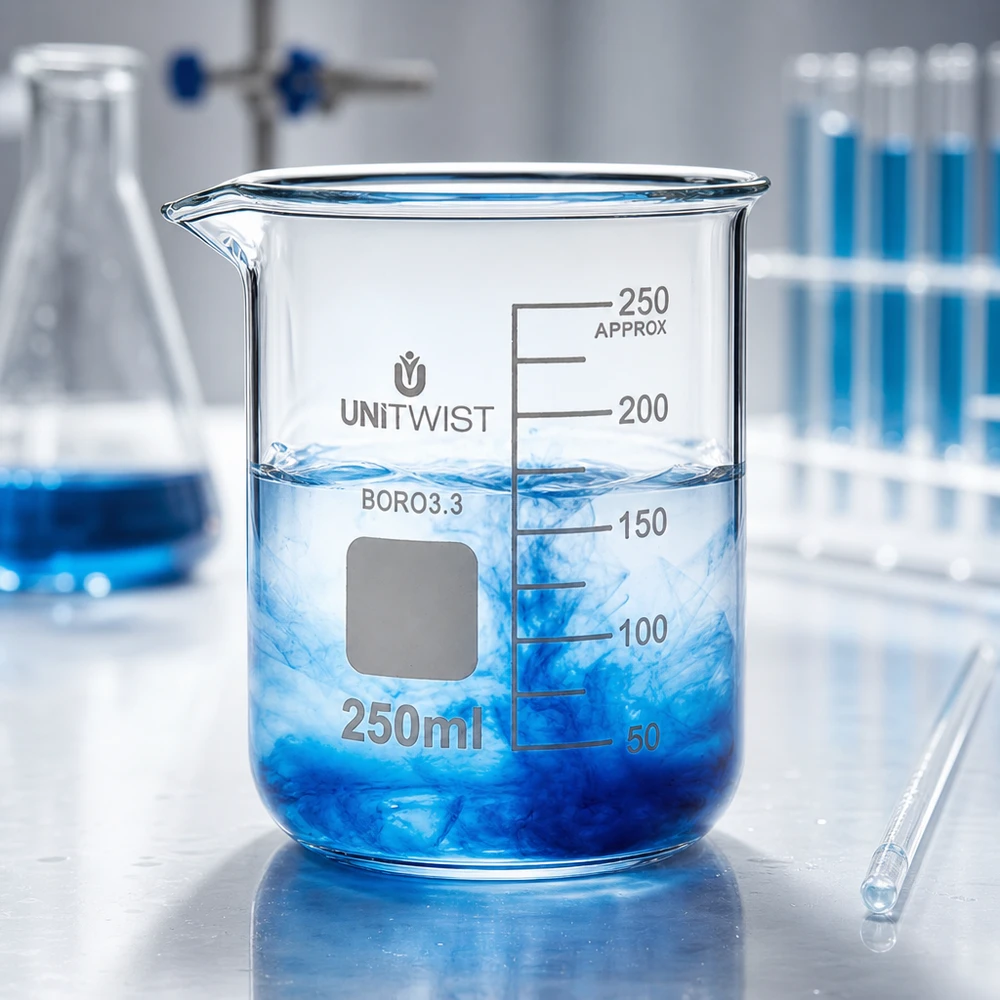 Becherglas 250ml Borosilikat, niedrige Form UNiTWIST Laborglas 250ml niedrige Form für Chemie Biologie und Medizin aus robustem Borosilikat 3.3