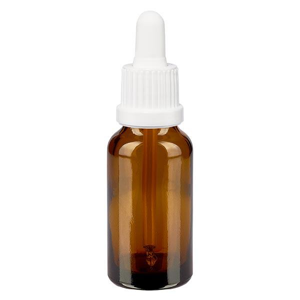 Apothekenflasche braun 20ml Pipette weiß Originalitätsverschluss Apothekenflasche braun 20ml Pipette weiß Originalitätsverschluss