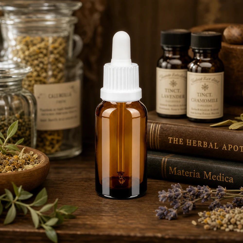 20ml Pipettenflasche weiß Originalitätsverschluss BrownLine UT18/20 Elegante braune 20ml Glasflasche mit weißer Pipette für stilvolle Produktpräsentation