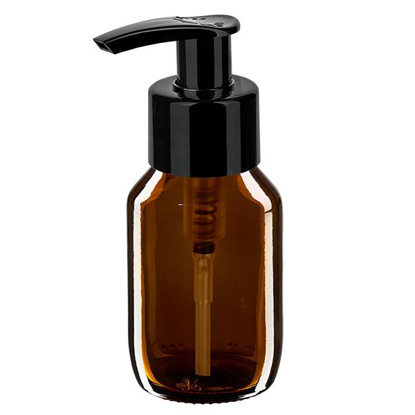 50ml Medizinflasche braun, mit Dispenserpumpe schwarz ApoGlas 50ml Medizinflasche braun, mit Dispenserpumpe schwarz ApoGlas