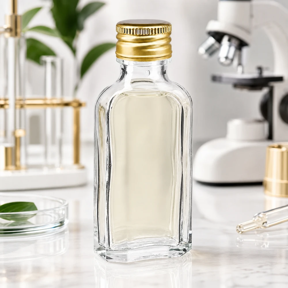 50 ml Meplat klar mit Alu Verschluss gold PP22 50ml Meplat Flasche klar mit goldenem PP22 Aluverschluss ideal für ätherische Öle und Essenzen