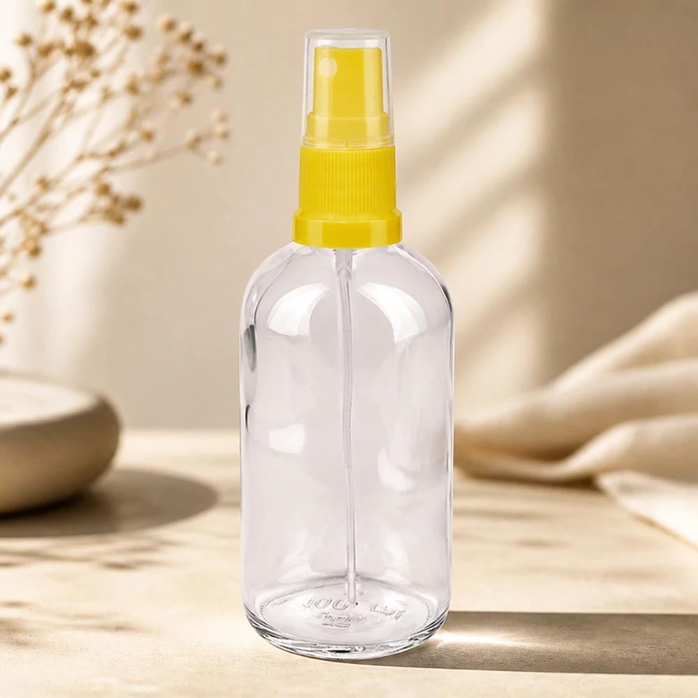 100ml Sprayflasche gelb/transparent Standardverschluss ClearLine UT18/100 Befüllbare 100ml Flasche mit Sprühkopf gelb transparent für Reise und Alltag