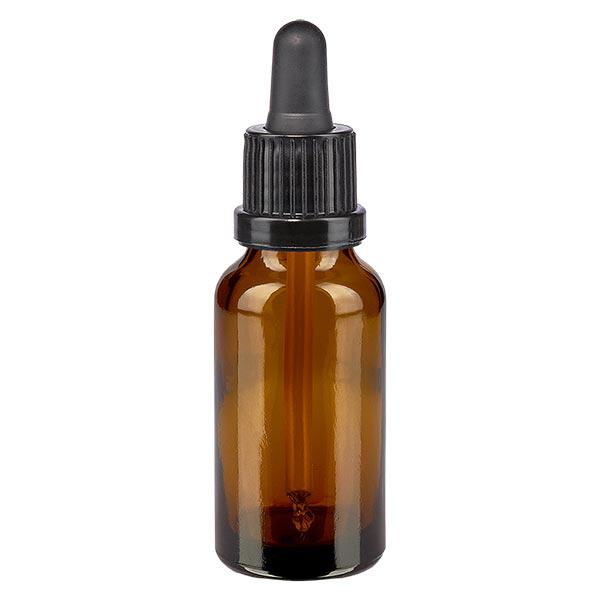 Apothekenflasche braun 20ml Pipette schwarz Originalitätsverschluss