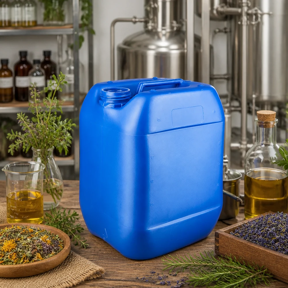 Blauer HDPE Kanister 10 Liter ohne Verschluss für Naturkosmetik Kräuteröle und Extrakte