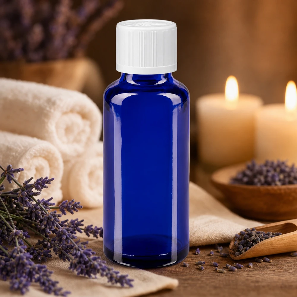 Blaues Apothekerglas 30ml mit 1,2mm Tropfeinsatz ideal für Naturheilkunde und Aromapflege