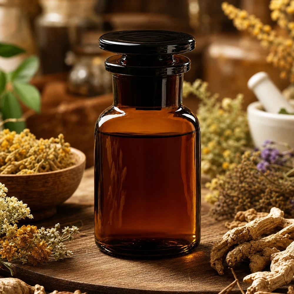Braunglas Weithalsflasche 100ml mit Glasstopfen perfekt für Kräutermedizin und Aromatherapie