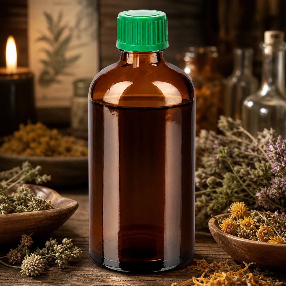 Wiederverschließbare 100ml Braunglasflasche mit grünem 11mm Deckel für Hausapotheke