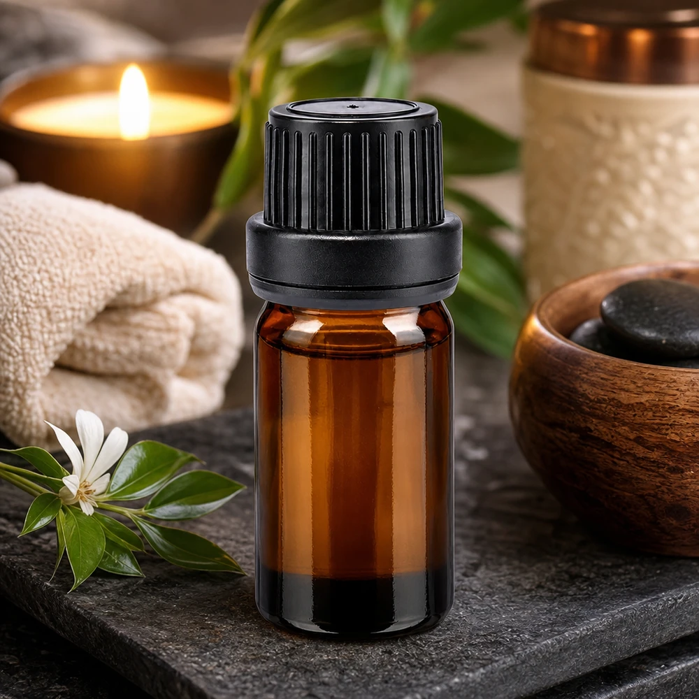 Apothekenflasche braun 5ml Schraubverschluss schwarz Dichteinlage Originalitätsverschluss UV-geschützte 5ml Apothekerflasche Braunglas schwarzer 11mm OV-Verschluss Aromatherapie-Setting