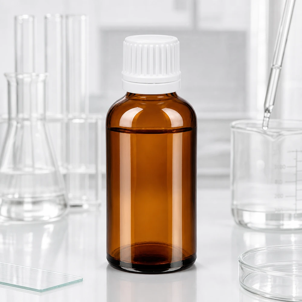 Robuste BrownLine Tropfflasche 50ml mit kindersicherem weißem Verschluss für den täglichen Gebrauch