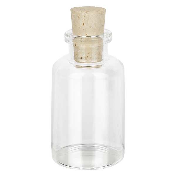 Flasche Klarglas 20ml mit Korken 11/14mm