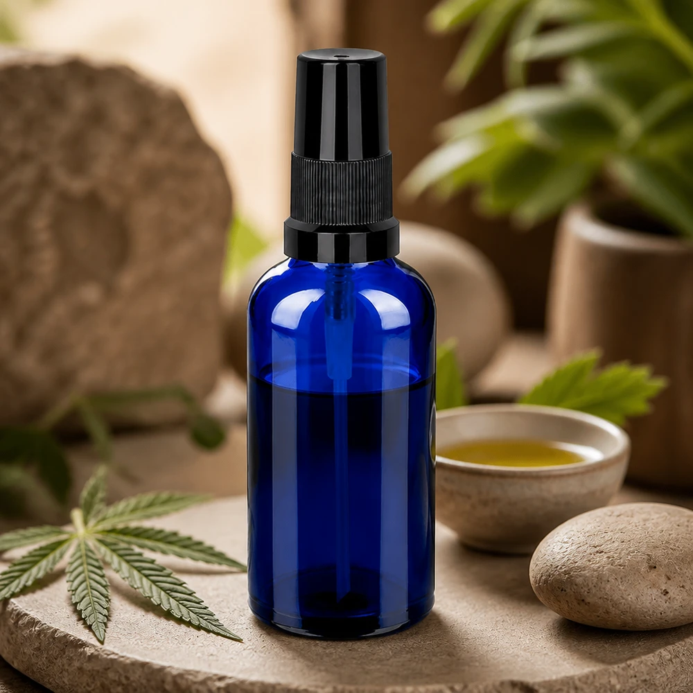 50ml Sprayflasche schwarz Standardverschluss BlueLine UT18/50 Kompakte STD BlueLine Sprayflasche 50ml mit schwarzem Sprühkopf für mobile Anwendungen unterwegs