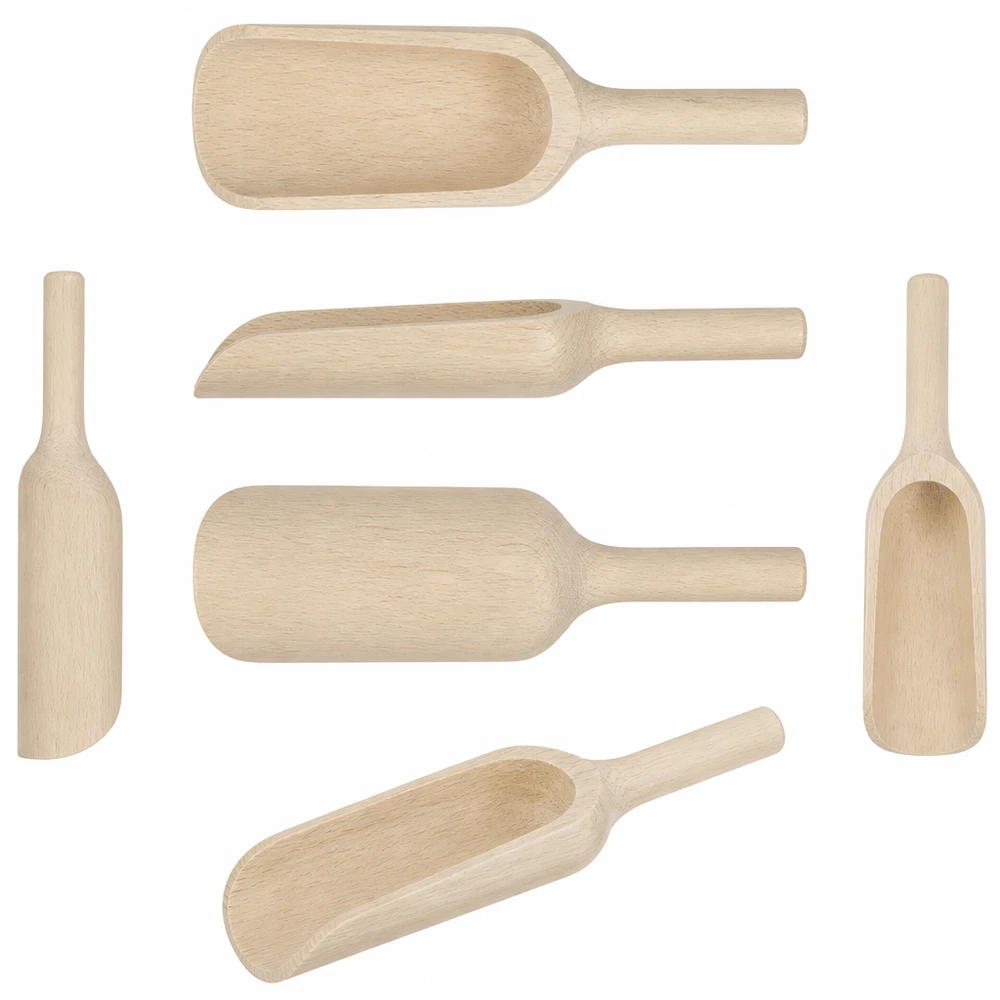 Holzschaufel Grösse L flache Form - 180mm lang Holzschaufeln Set verschiedene Größen und Formen aus natürlichem Holz - Küchenhelfer für Gewürze Mehl und Backen