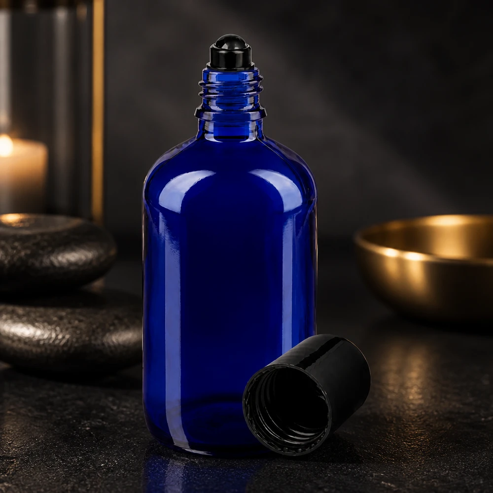Professionelle 100ml Roll-On Flasche in Blau für Kosmetik und Aromatherapie