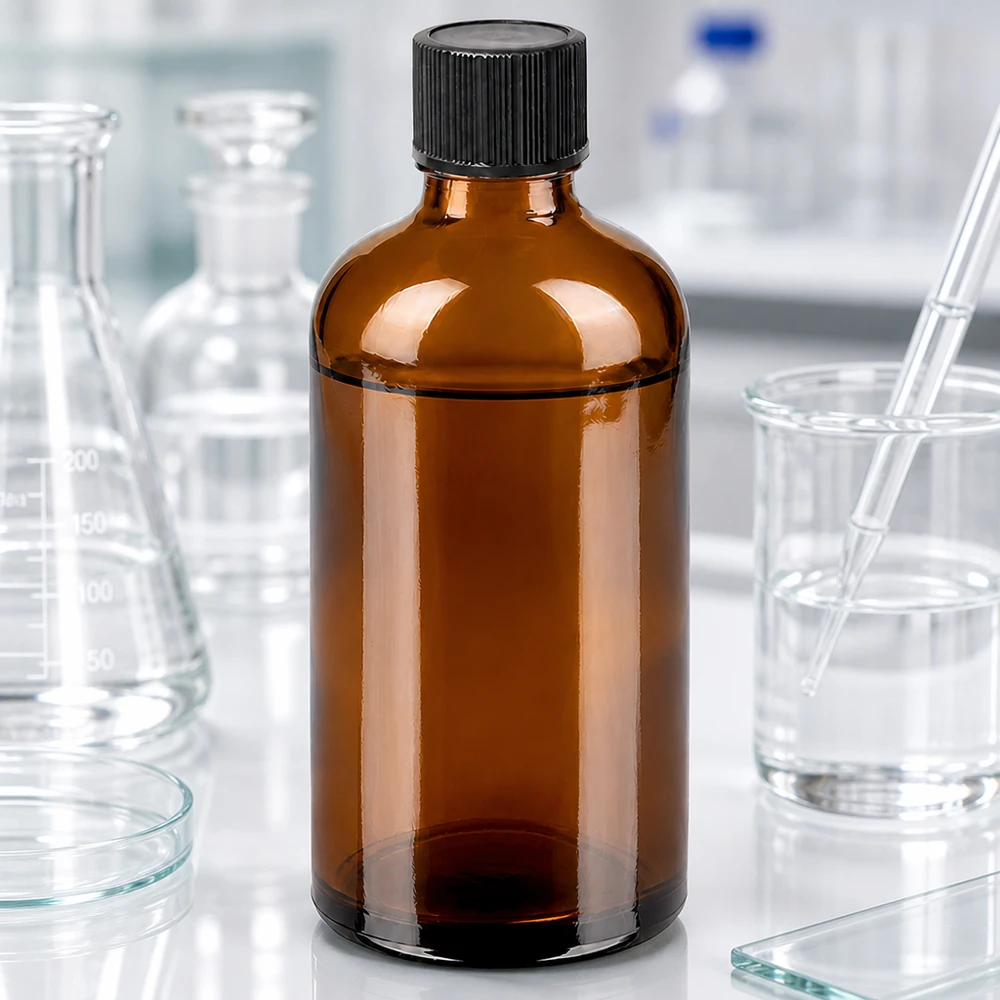 100ml Tropfflasche 1mm schwarz Standardverschluss BrownLine UT18/100 Robuste 100ml Apothekerflasche aus dunklem Glas mit langlebigem 1mm Tropfsystem