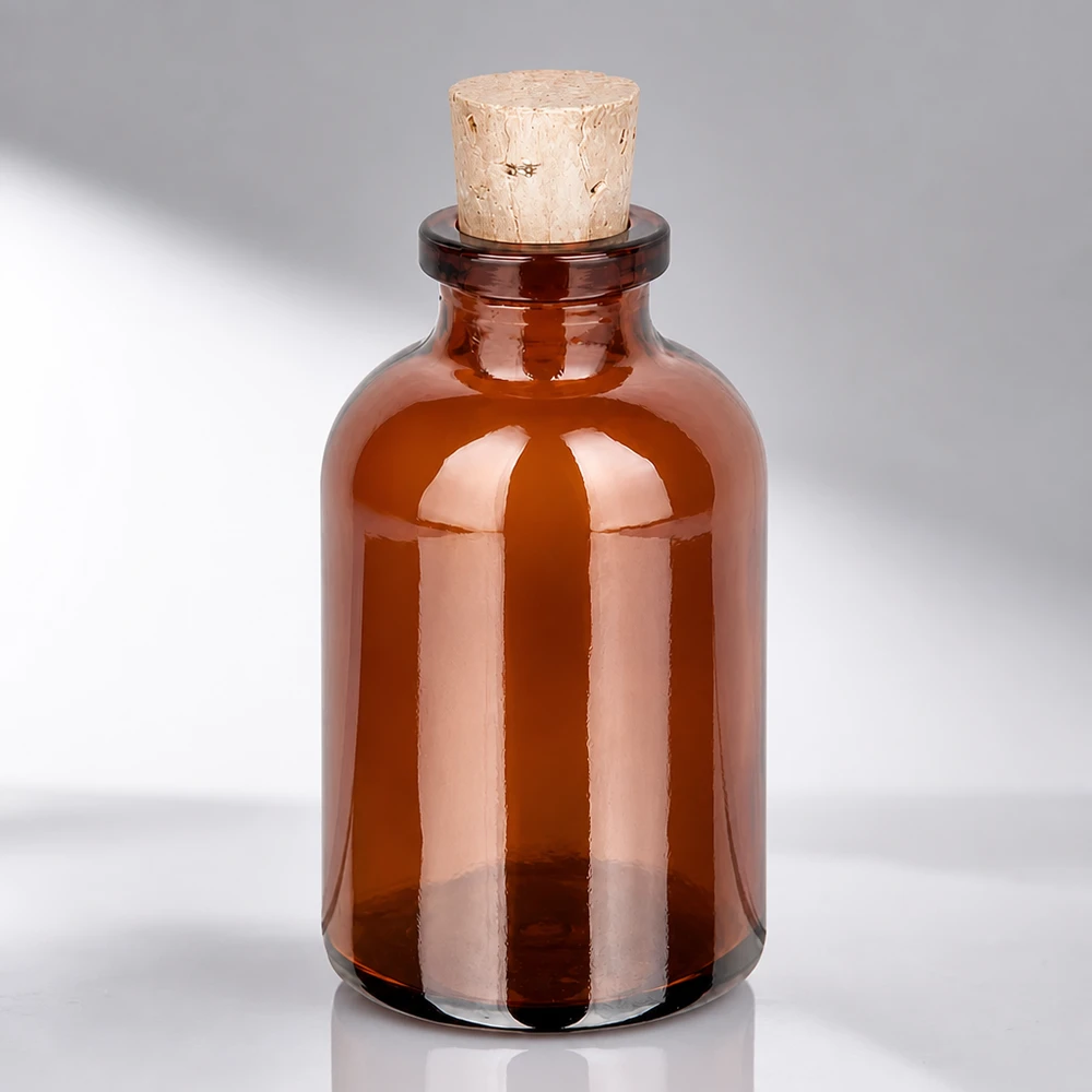Flasche Braunglas 30ml mit Korken 11/14mm Vintage Flakon 30ml Braunglas mit handelsüblichem Korken für Naturkosmetik
