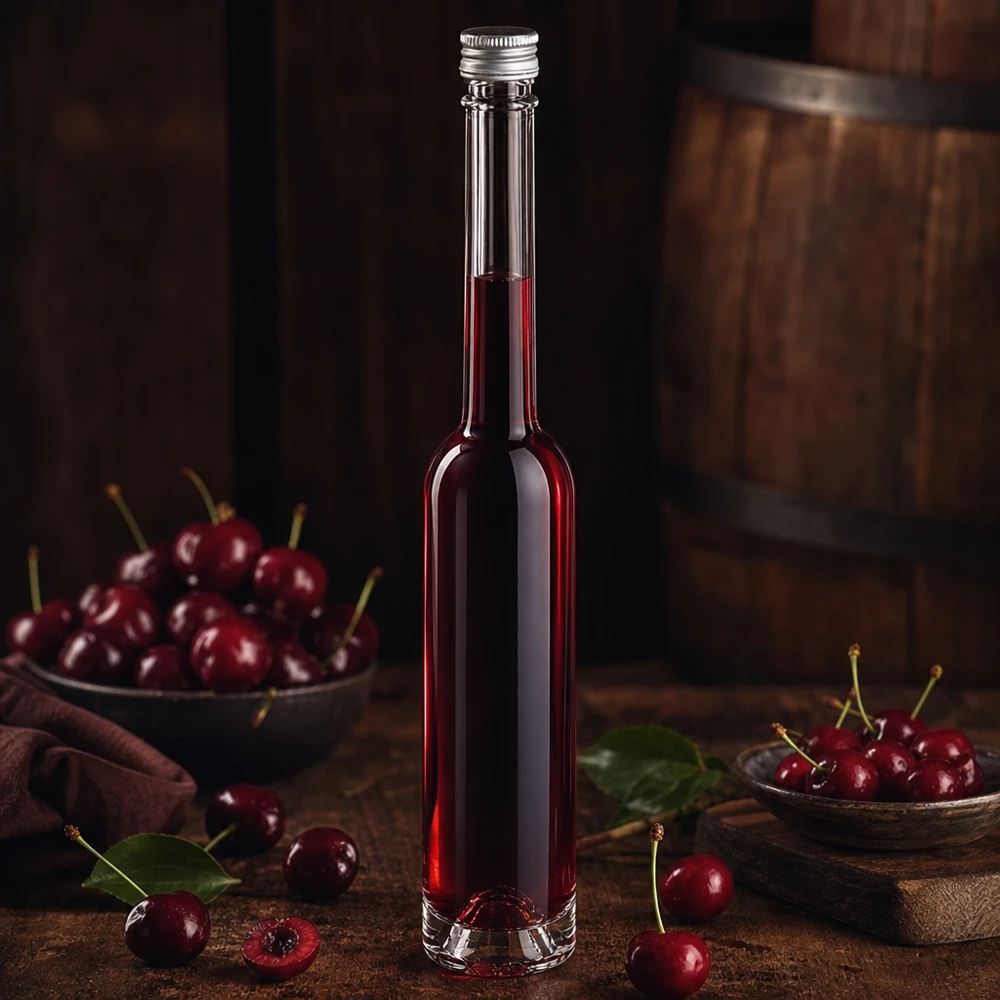 Stilvolle 100ml Glasflasche Toni - lange schlanke Form mit silbernem Schraubverschluss