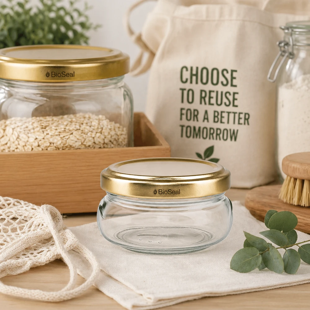 120ml Terrinenglas mit BioSeal Deckel gold UNiTWIST