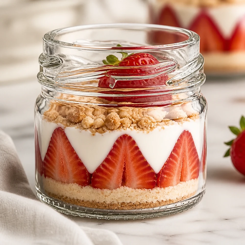 UNiTWIST Runda33 - Rundglas Inhalt 33ml TO43 UNiTWIST Rundglas 33ml als stilvolles Dessertglas mit Erdbeer-Cheesecake Schichten