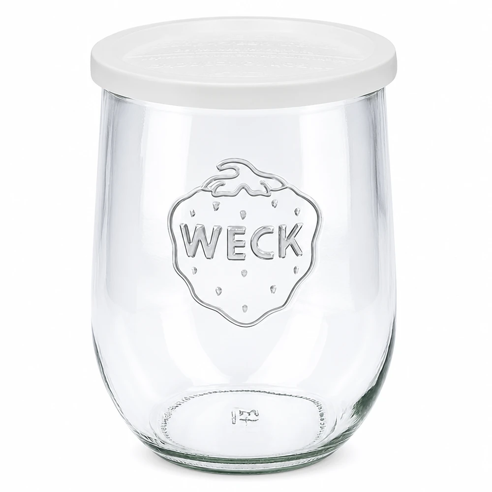 WECK Tulpenglas 1062ml mit weißem Frischedeckel RR100 Einmachglas mit Logo transparent