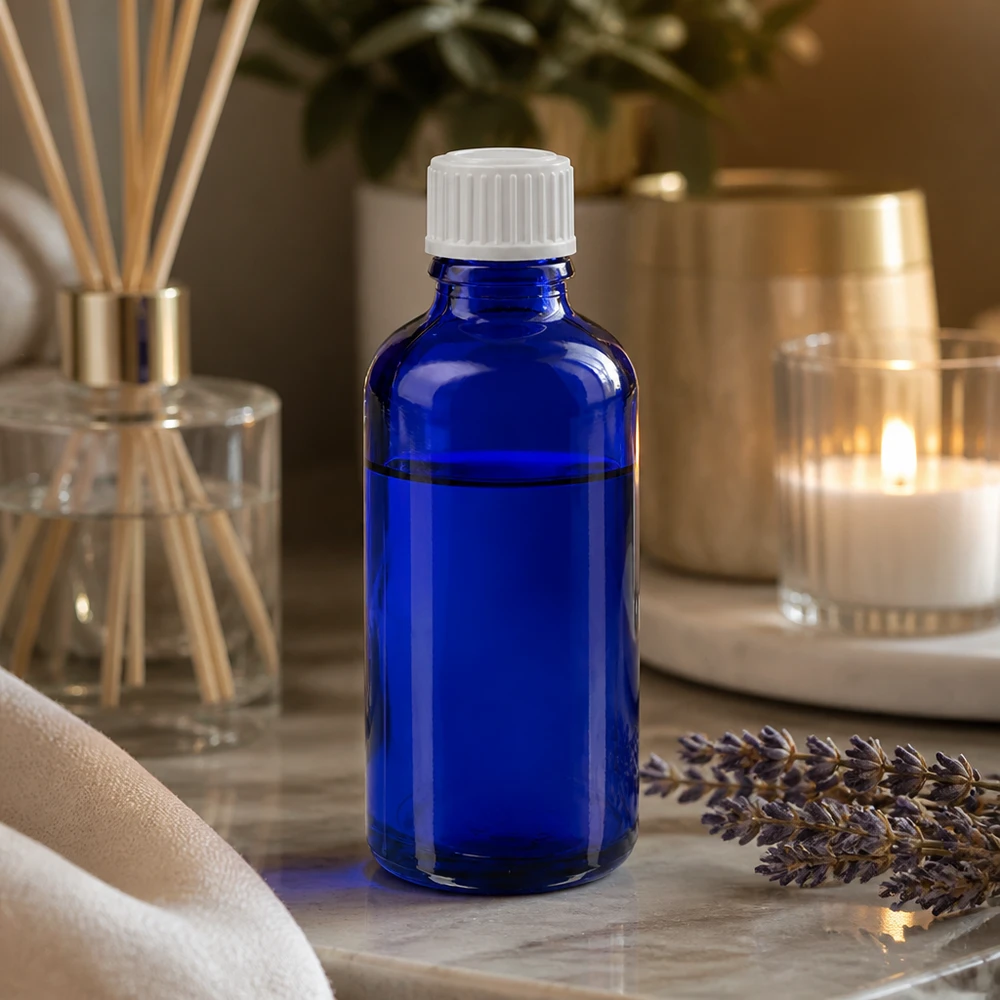 Apothekenflasche blau 50ml Tropfverschluss weiß 0.8mm Standard Aromatherapie-Tropfflasche 50ml kobaltblau ApoGlas mit kindersicherem Weißverschluss
