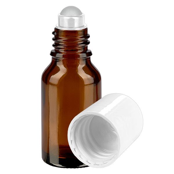 Apothekenflasche braun 15ml Roll-On Verschluss weiß