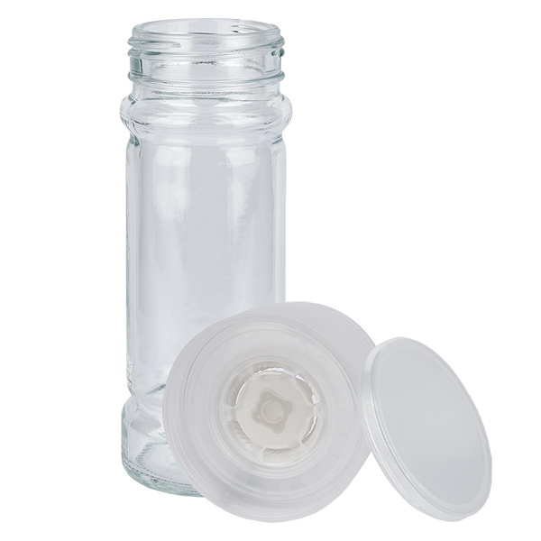 Salz-/Gewürzglas 100ml mit Mühle (grob) weiss Salz-/Gewürzglas 100ml mit Mühle (grob) weiss