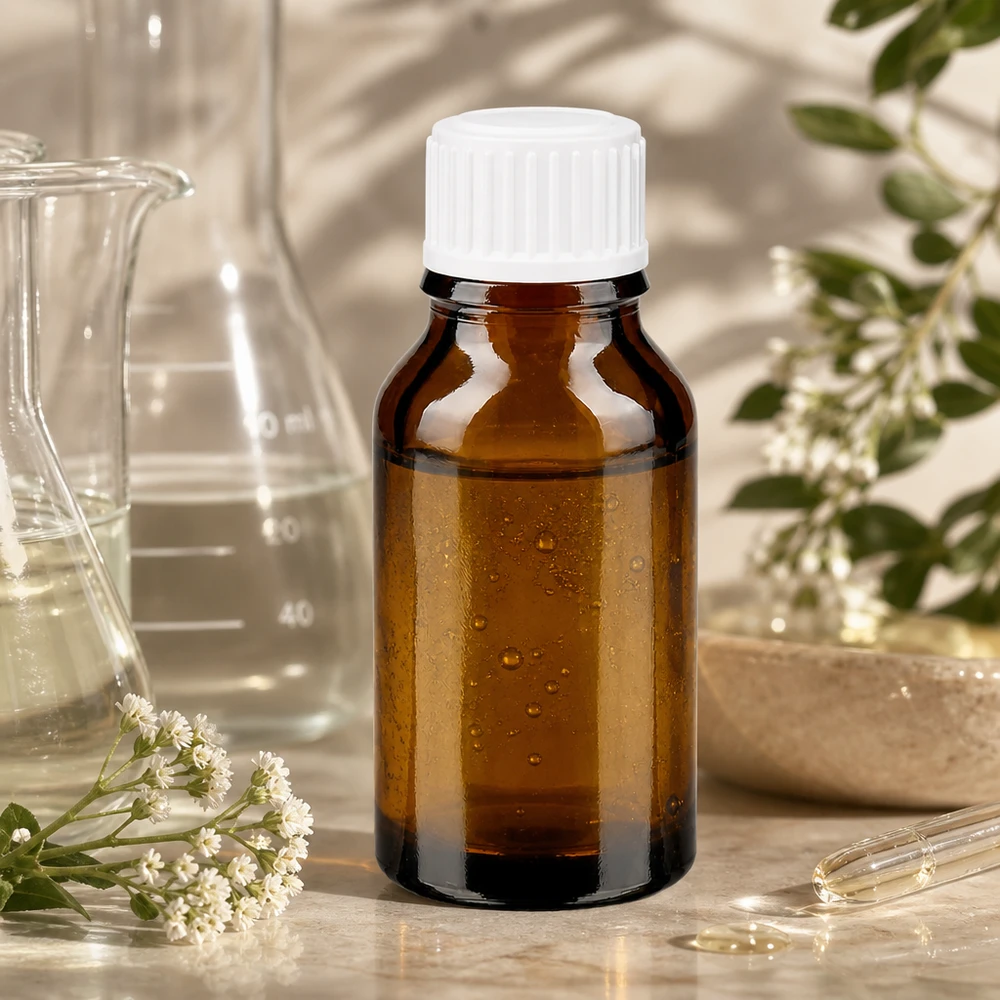 Apothekenflasche braun 30ml Schraubverschluss weiß Standard Lichtgeschützte 30ml Flasche aus braunem Glas mit weißem Standardverschluss für Naturheilkunde