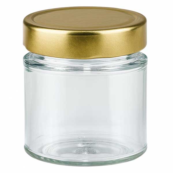 154ml Rundglas mit BasicSeal Deckel gold deep UNiTWIST 154ml Rundglas mit goldenem BasicSeal Deckel transparent leer Marmeladenglas Honig Konservenglas