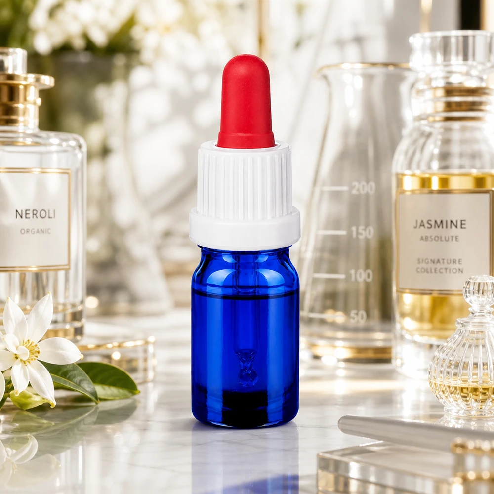 Professionelle 5ml Pipettenflasche BlueLine UT18/5 mit weißer Kappe für pharmazeutische Anwendungen