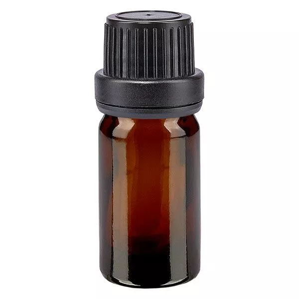 Apothekenflasche braun 5ml Tropfverschluss Giessring 2mm schwarz Originalitätsverschluss Apothekenflasche braun 5ml Tropfverschluss Giessring 2mm schwarz Originalitätsverschluss