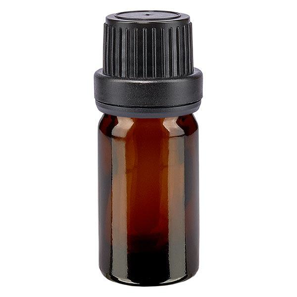 Apothekenflasche braun 5ml Tropfverschluss Giessring 2mm schwarz Originalitätsverschluss