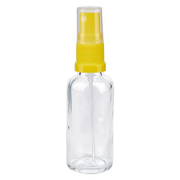 Apothekenflasche klar 30ml Sprayaufsatz gelb Apothekenflasche klar 30ml Sprayaufsatz gelb