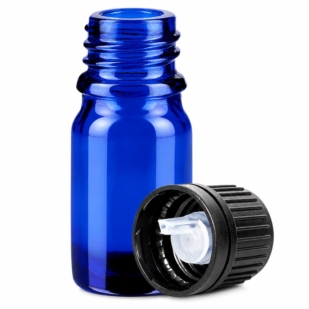 Professionelle 5ml Tropfflasche blau schwarzer Verschluss für präzise Flüssigkeitsdosierung