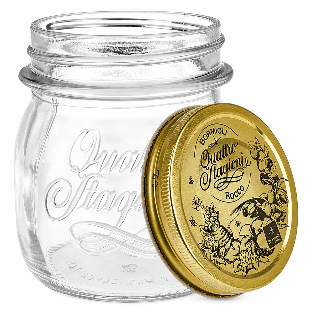 250ml Rundglas "Quattro Stagioni" mit Deckel 250ml Rundglas Quattro Stagioni mit goldenem Deckel Einmachglas Vorratsglas italienisches Design