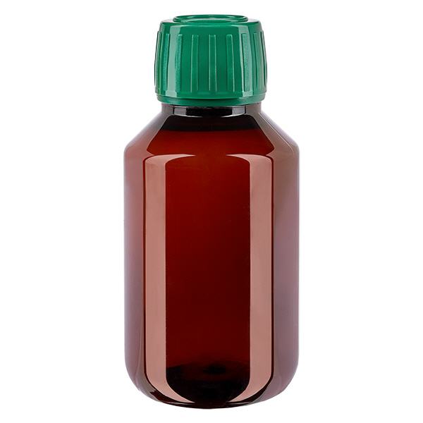 PET Flasche 100ml mit grünem Verschluss Originalitätsverschluss PET Flasche 100ml mit grünem Verschluss Originalitätsverschluss