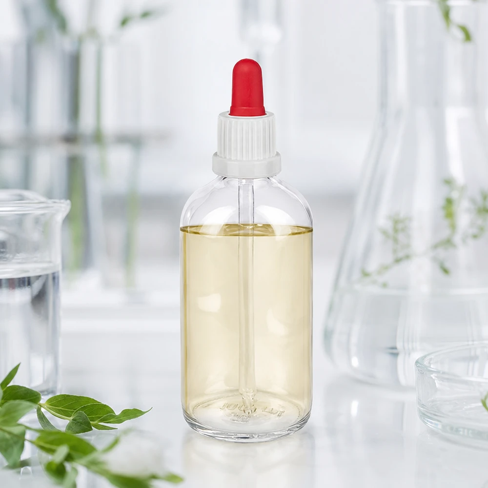 ClearLine 100ml Klarglas Pipettenflasche mit rotem Tropfaufsatz für ätherische Öle und Reagenzien