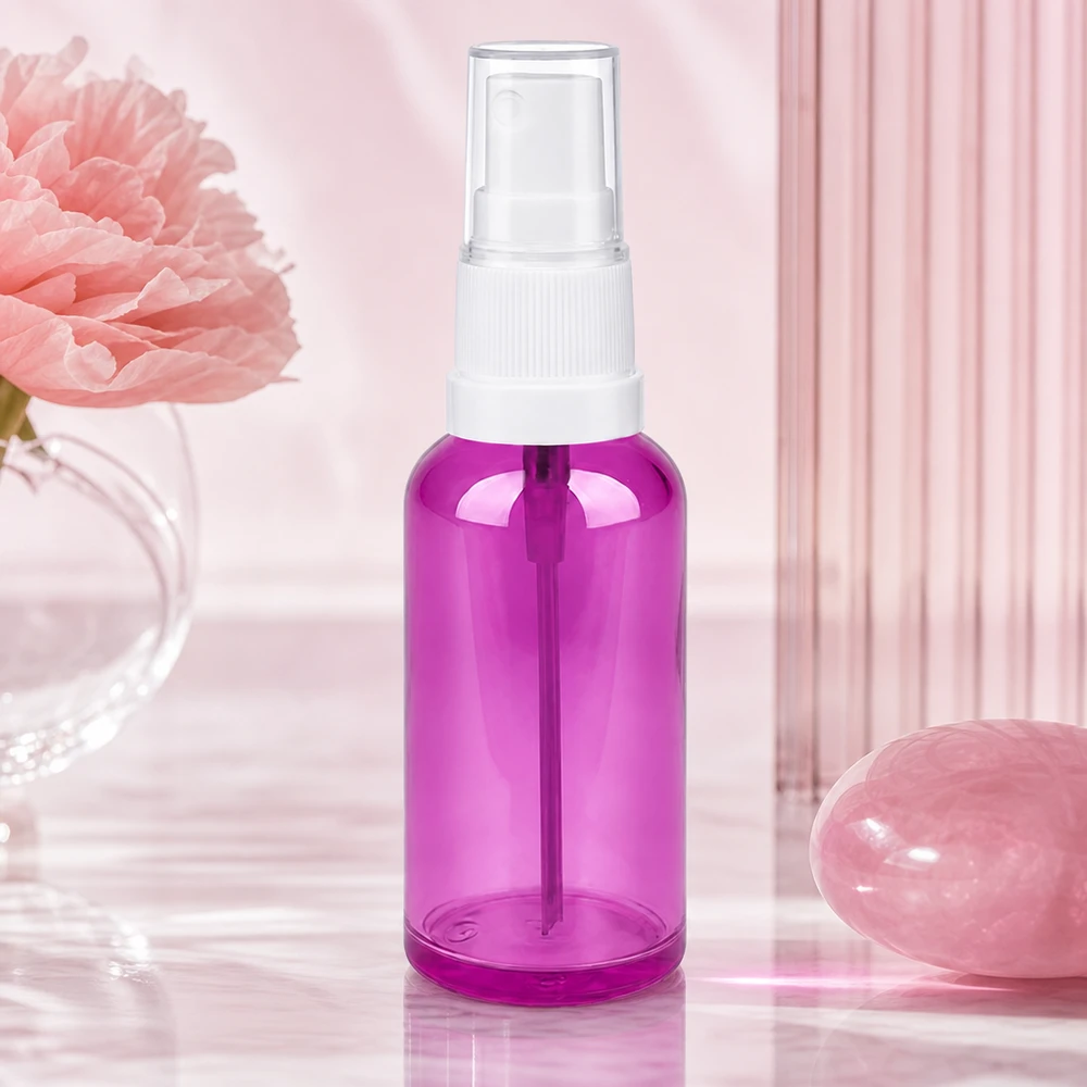 50ml Sprayflasche weiss/transparent Standard PurpleLine UT18/50 Praktische 50ml Spraydose transparent lila mit feinem Sprühnebel für Beauty Produkte