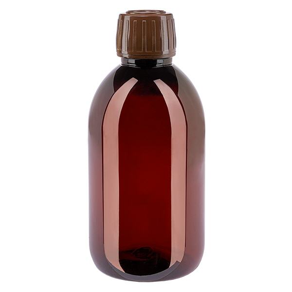 PET Flasche 250ml mit braunem Verschluss Originalitätsverschluss